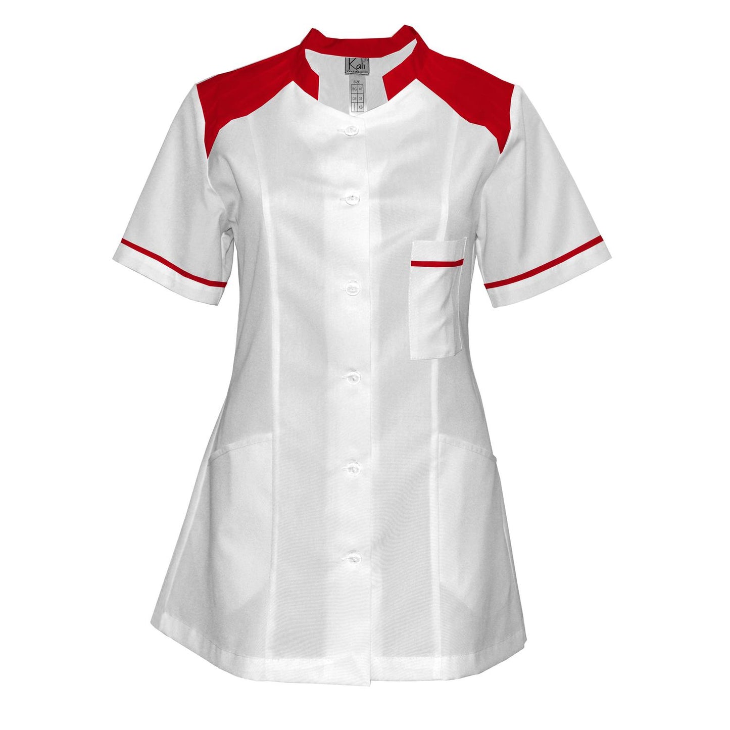 Order a women's white tunic with trim - Red