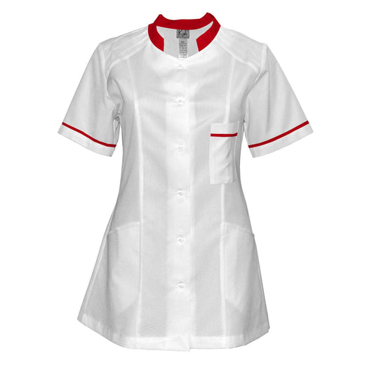 Women's white tunic with trim - Red