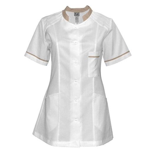 Women's white tunic with trim - Beige