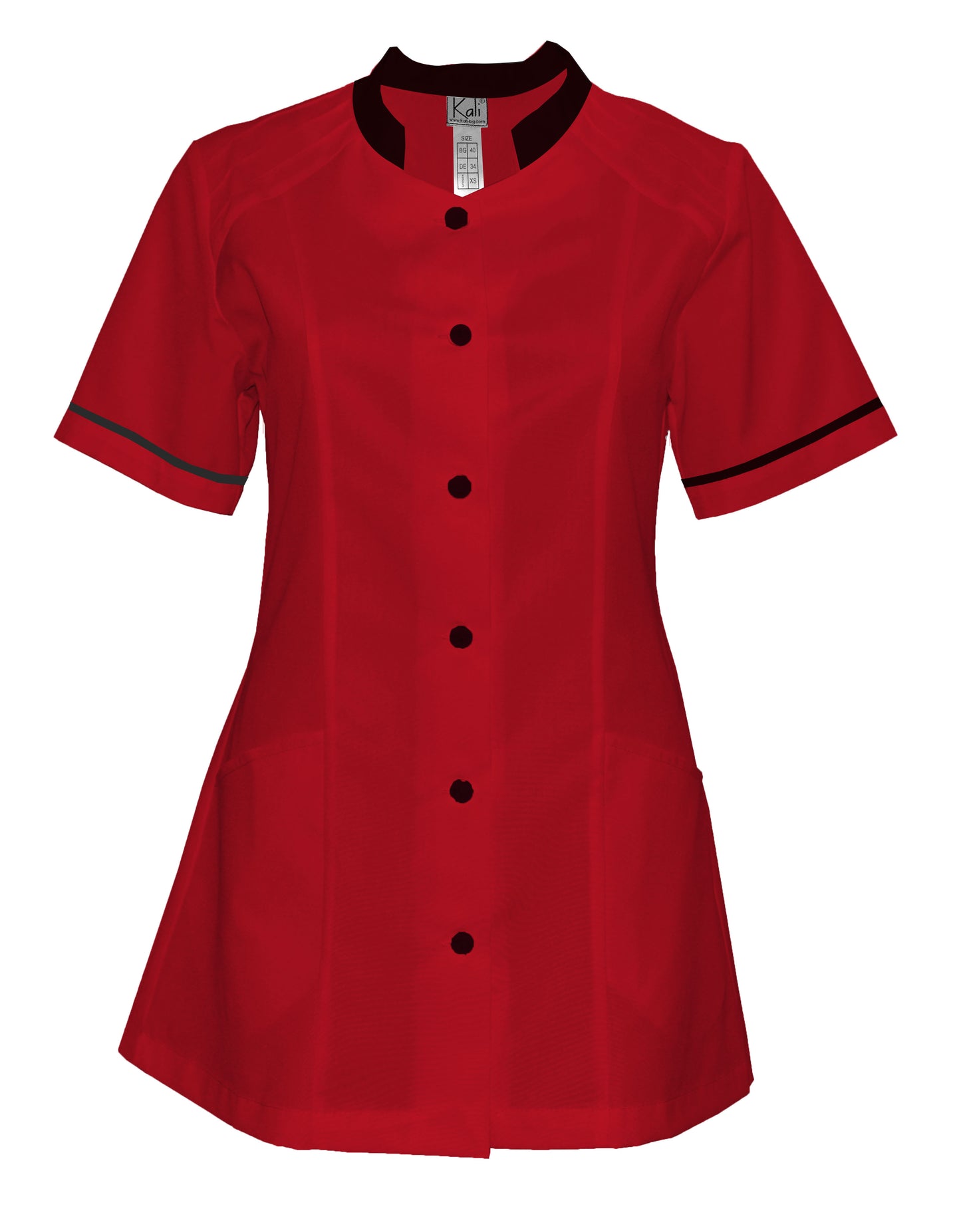 Women's red tunic with trim - black, model FSN