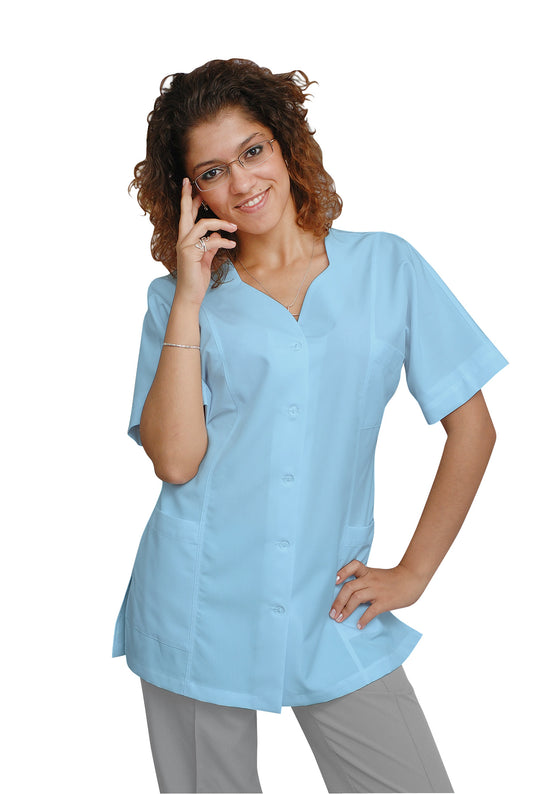 ORDER of a women's tunic - color light blue with trim of the customer's choice, model FTSoft