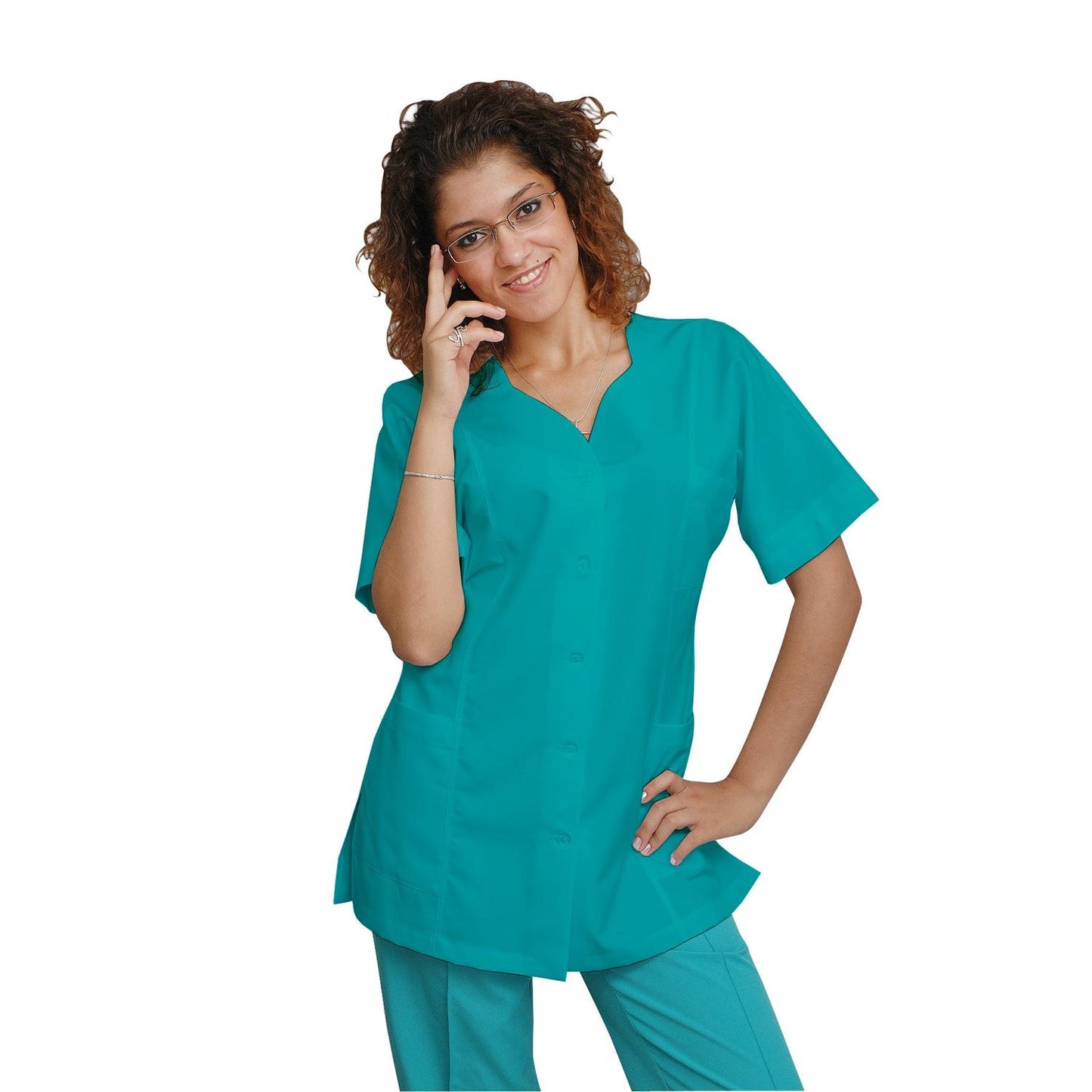 PEDIDO de túnica de mujer - color verde mar con ribete a elección del cliente, modelo FTSoft