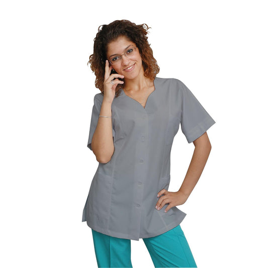 PEDIDO de túnica de mujer - color gris claro con ribete a elección del cliente, modelo FTSoft