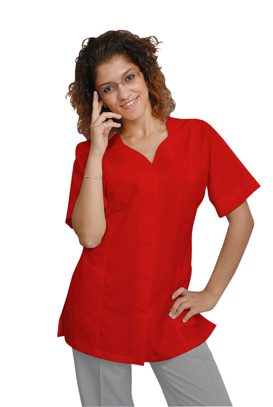 ORDER of a women's tunic - color red with trimming of the customer's choice, model FTSoft