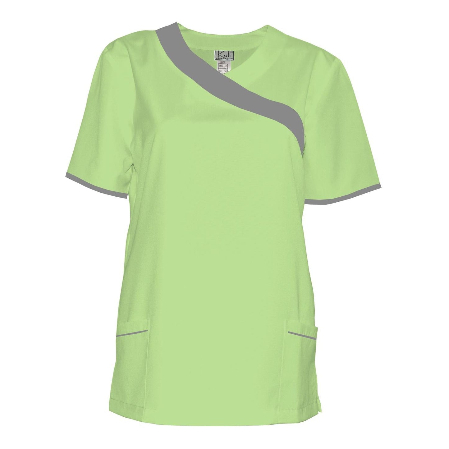 Women's tunic - pale green color with gray trim, model FVDL