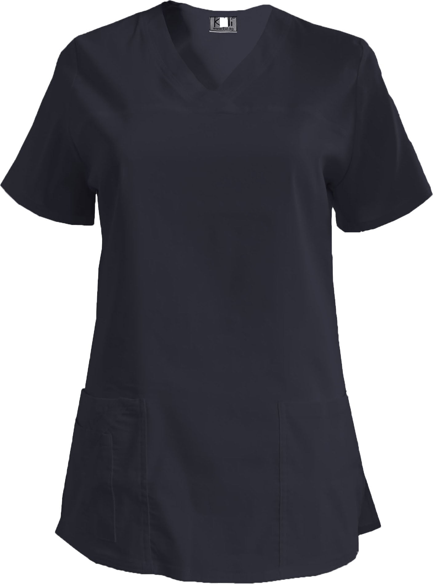 Women's elastic tunic - dark blue without additional edging, model FVE