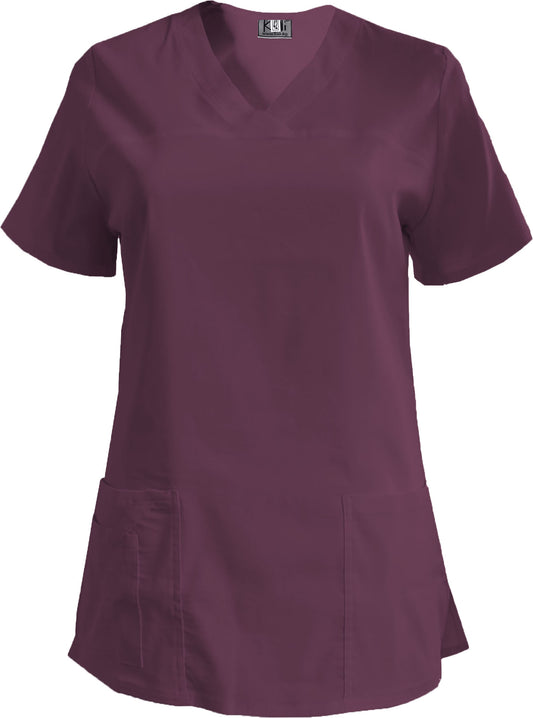 Women's elastic tunic - plum color without additional edging, model FVE
