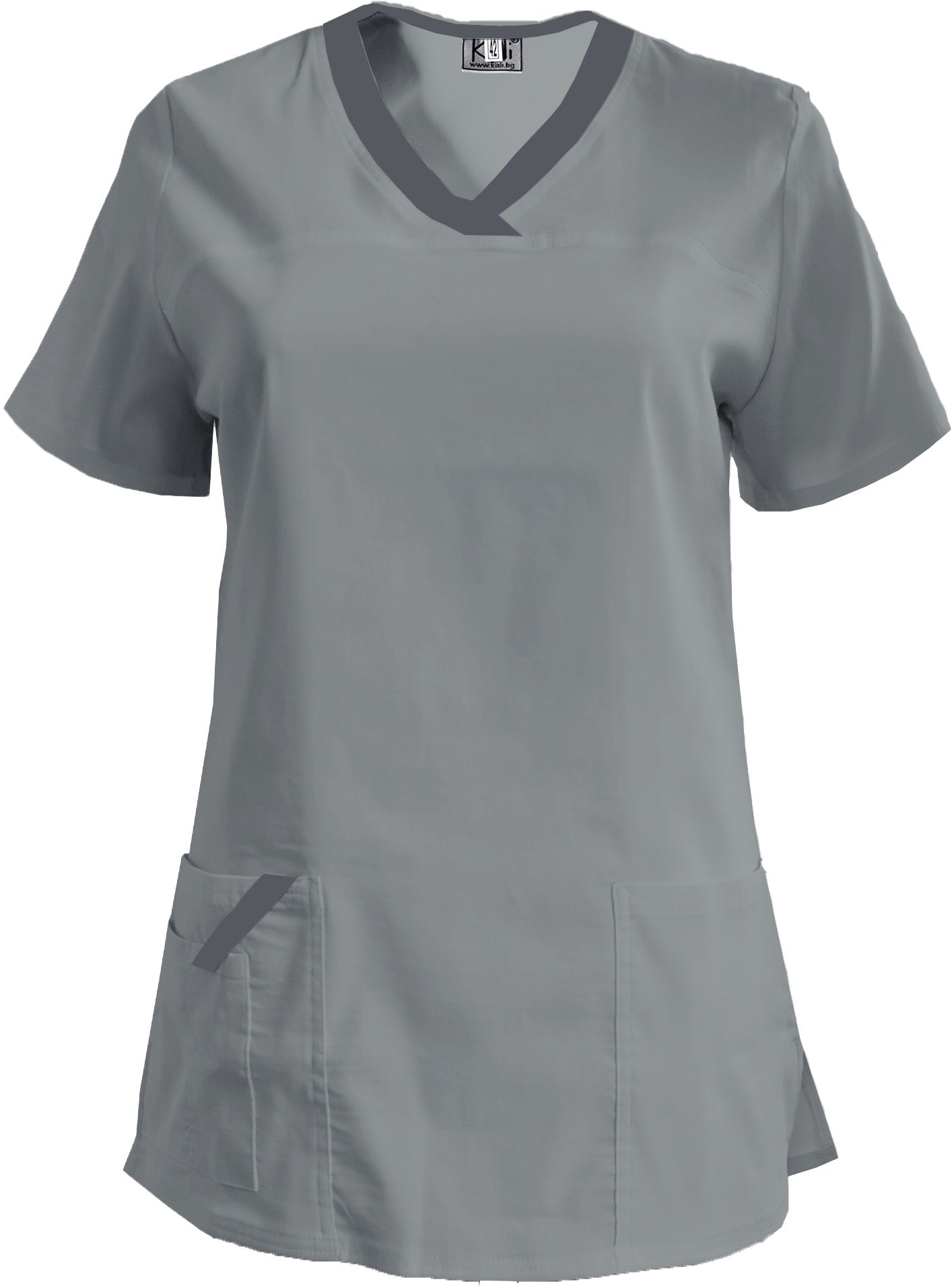 Women's elastic tunic - light gray with dark gray trim, model FVE