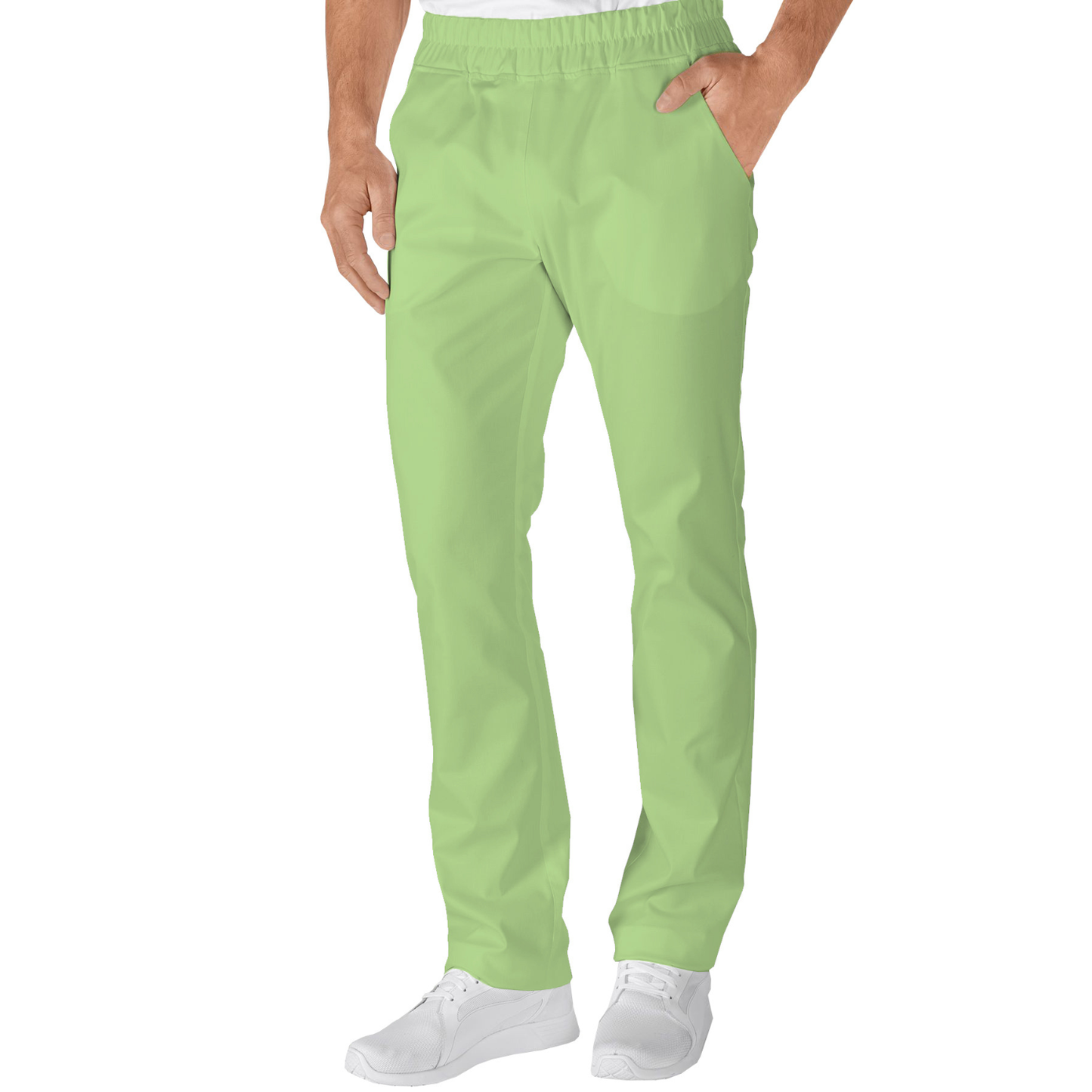 Men's trousers with two side pockets - color pale green, model MR