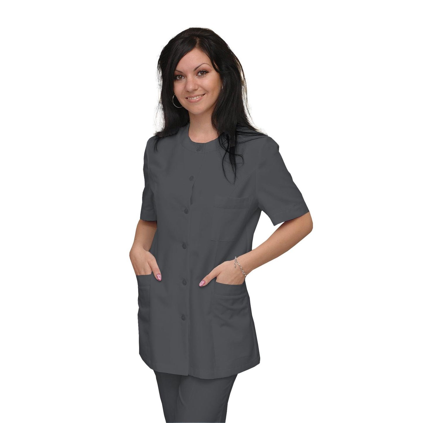 ПОРЪЧКА на дамска туника - цвят тъмно сив , модел F222-2U – Медицински облекла Кали