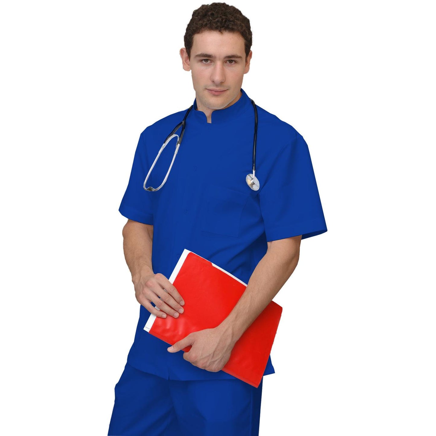 ПОРЪЧКА на мъжка цветна туника - цвят кралско син, модел MS213-31 – Медицински облекла Кали