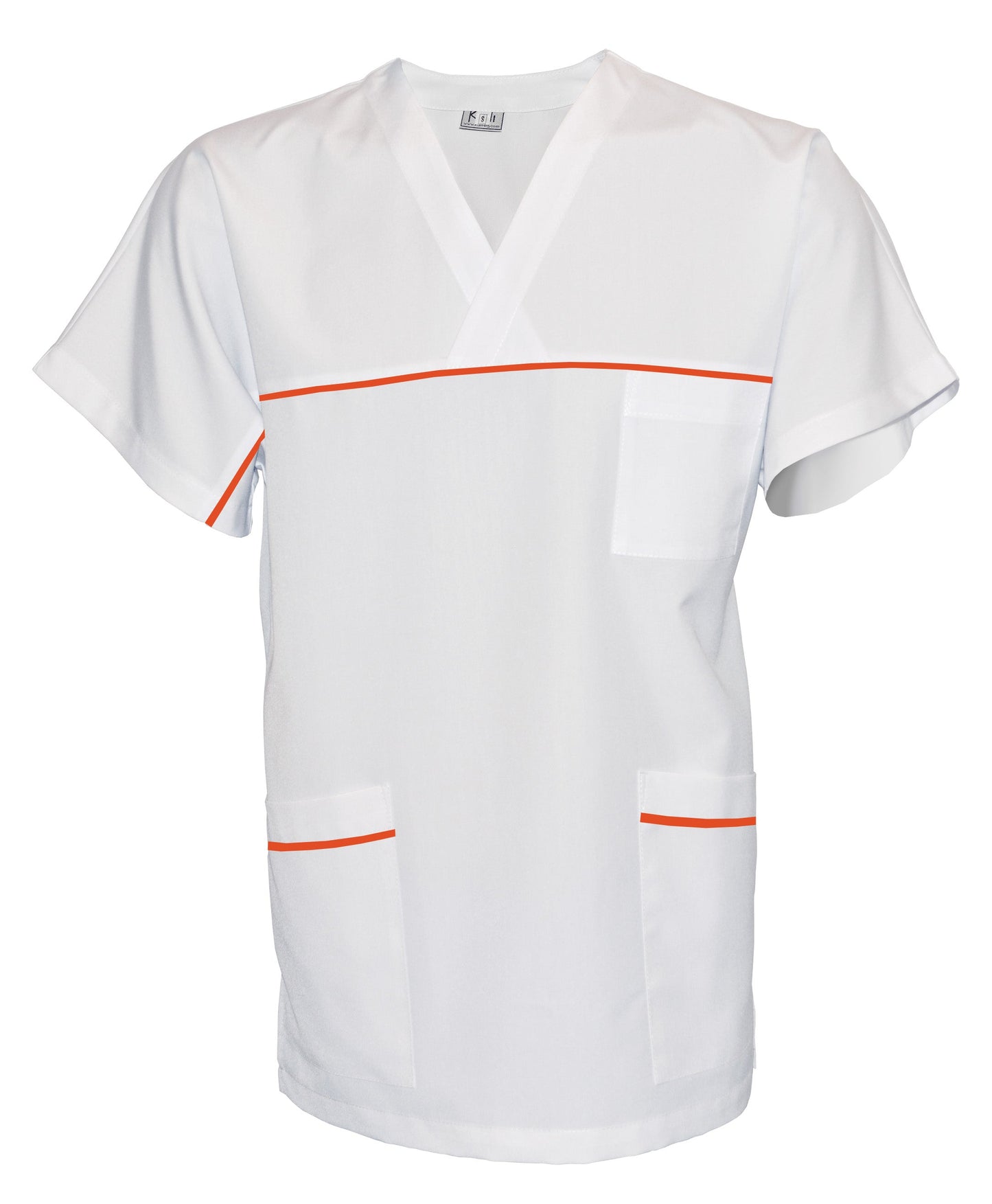 ORDER of unisex white tunic with trim - color orange, model UX