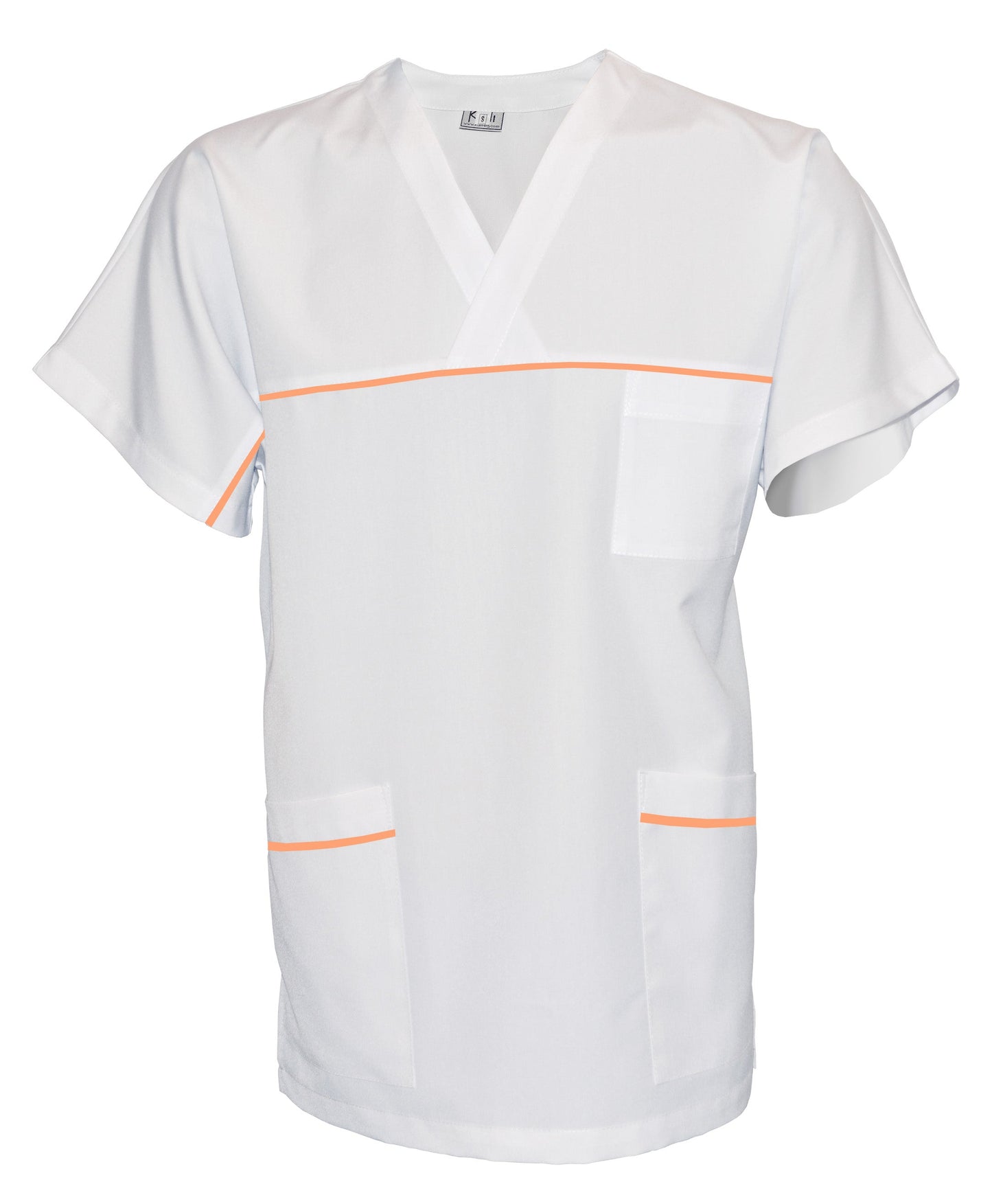 Unisex white tunic with trim - banana color, model UX