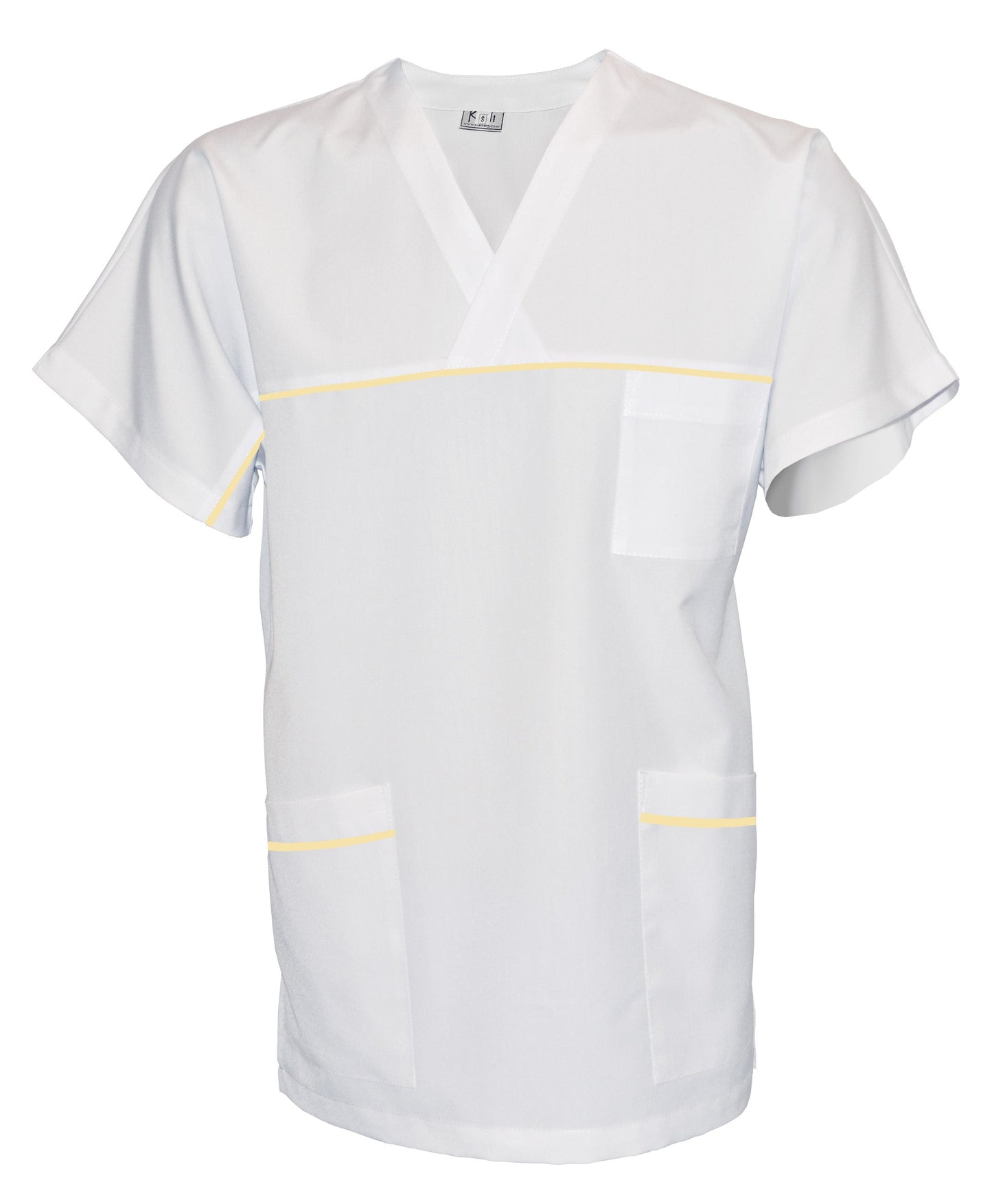 ORDER unisex white tunic with trim - lemon color, model UX