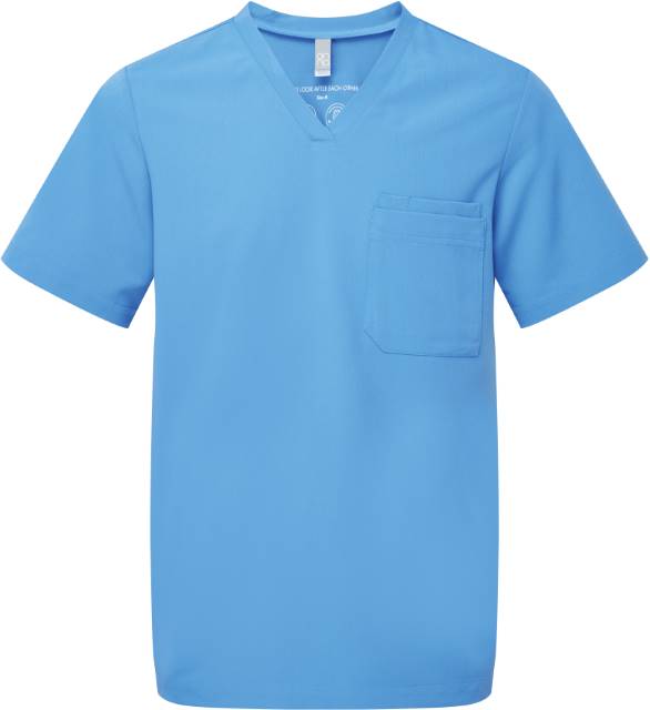 Men's stretch tunic with V-neck - sky blue