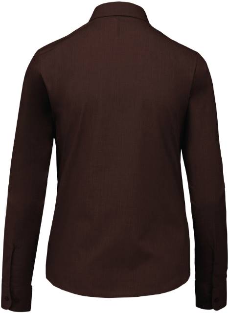Women's poplin blouse with short sleeves - brown color