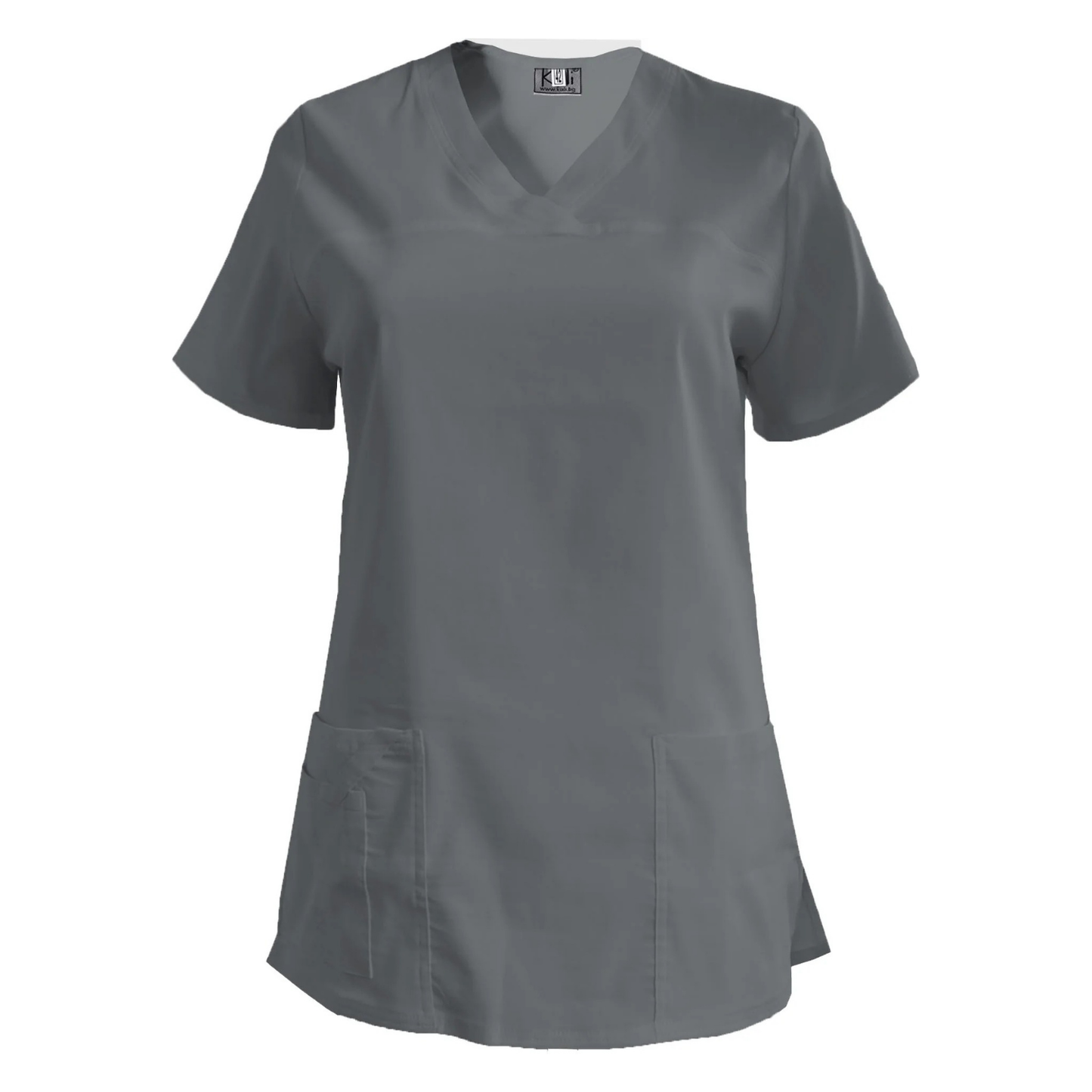 Women's elastic tunic - light gray without additional edging, model FVE