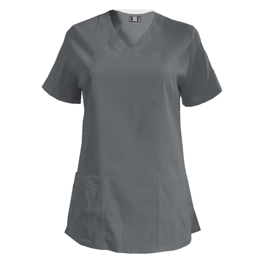 Women's elastic tunic - light gray without additional edging, model FVE