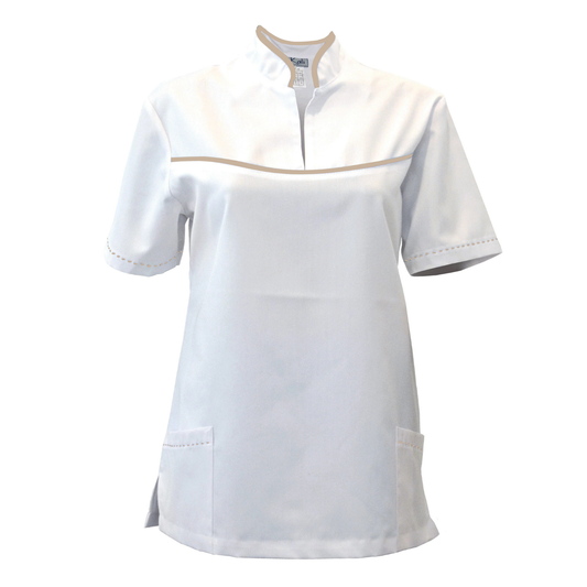 ORDER of women's white tunic with trim - beige, model FS215-3