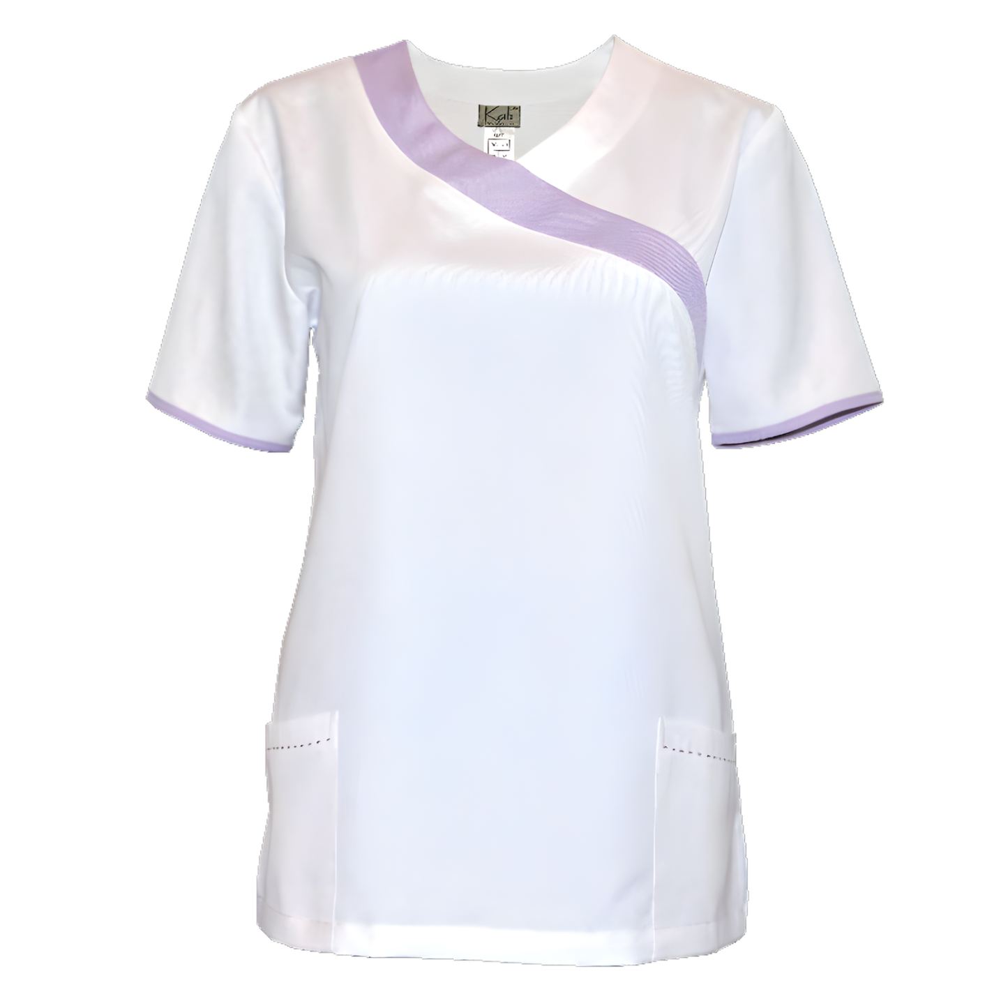 Women's white tunic with trim - color purple, model FVDL