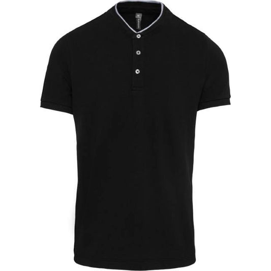Men's polo shirt with stand-up collar - color black - gray