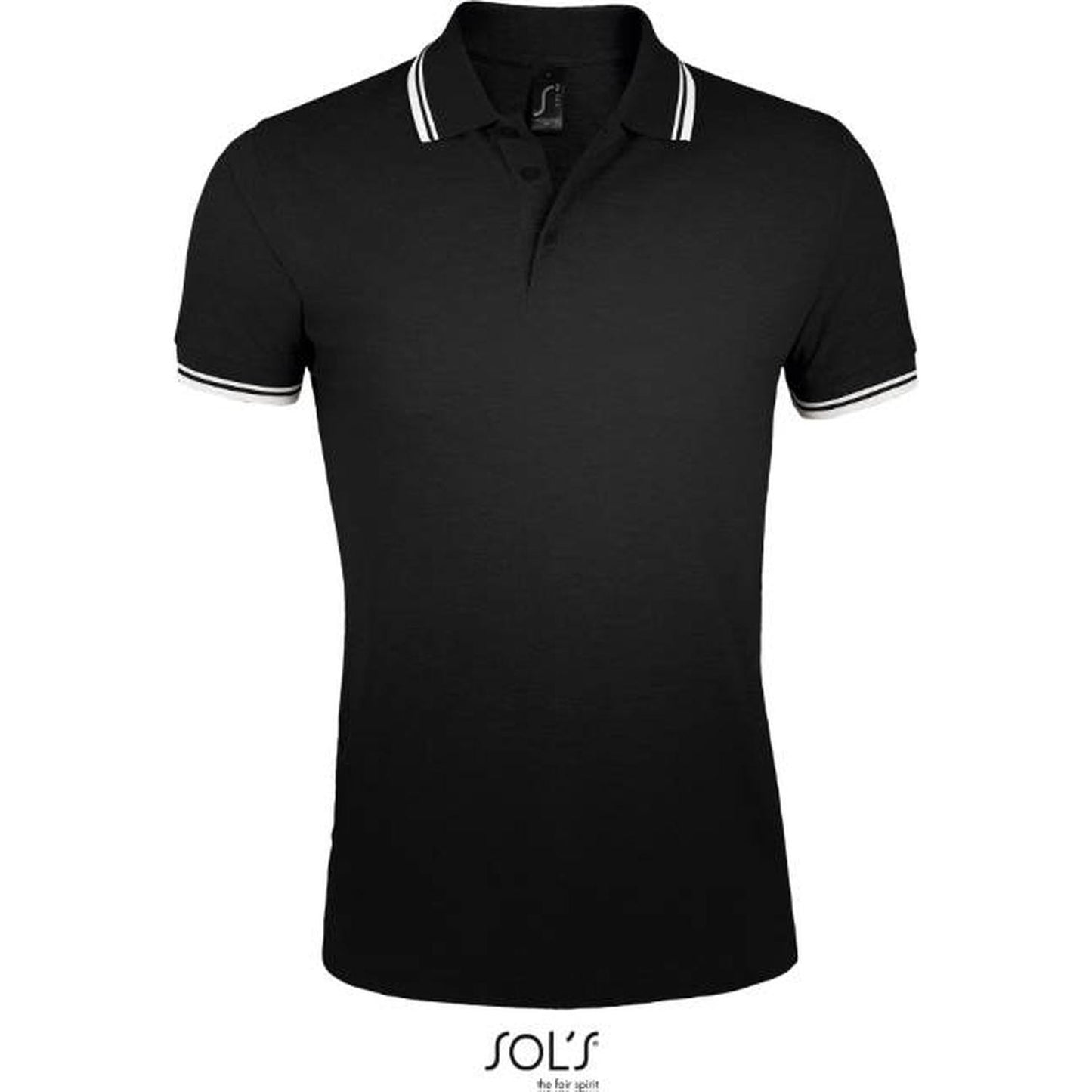 Men's polo shirt - color black - white, Sol's
