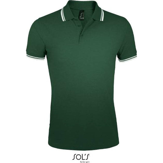 Men's polo shirt - forest green-white, Sol's