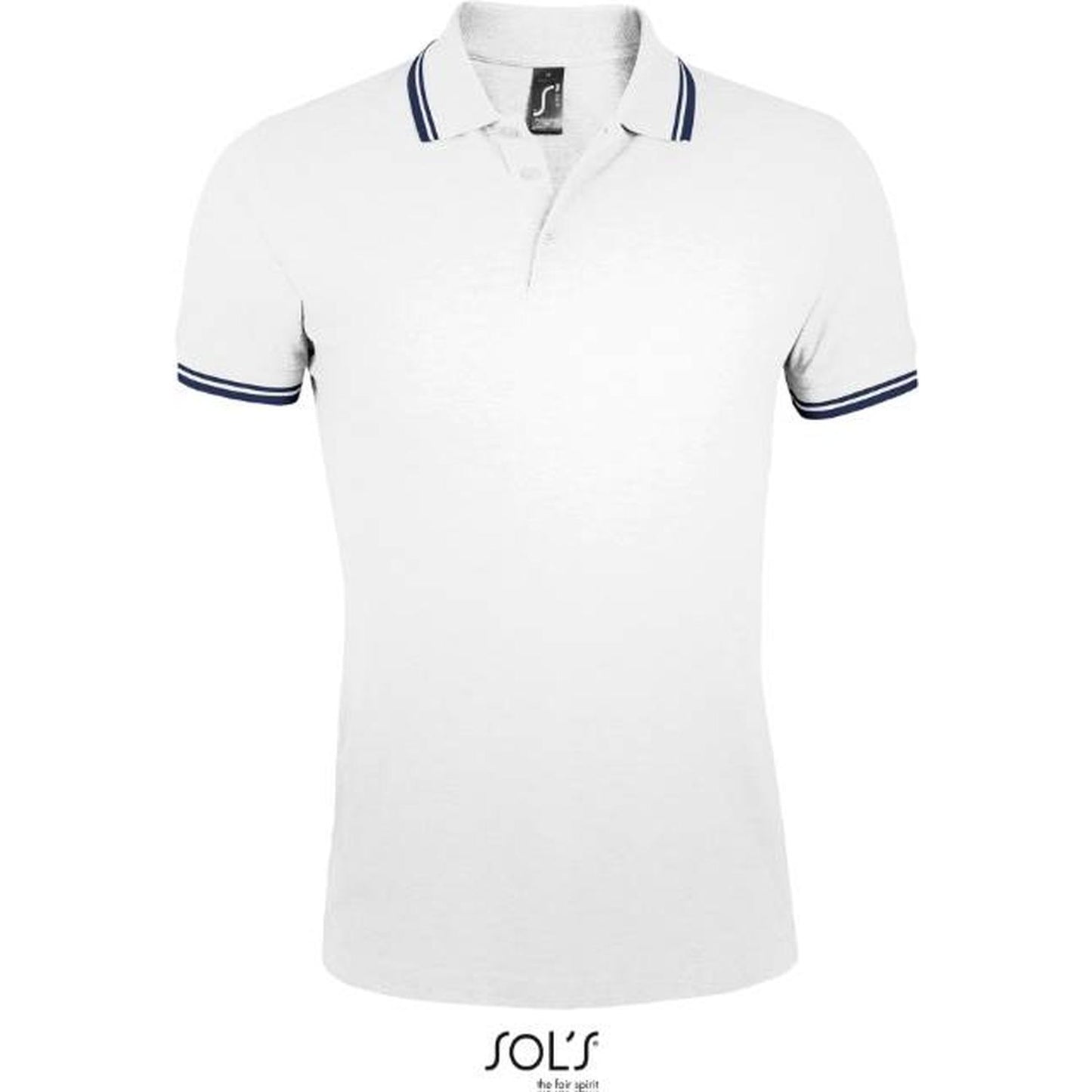 Men's polo shirt - color white-navy blue, Sol's