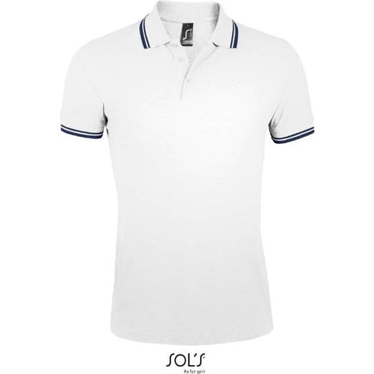 Men's polo shirt - color white-navy blue, Sol's