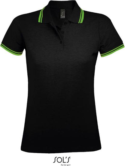 Women's polo shirt - black-lime color, Sol's