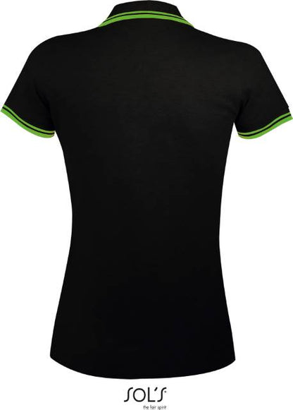 Women's polo shirt - black-lime color, Sol's