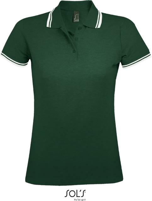 Women's polo shirt - forest green-white, Sol's