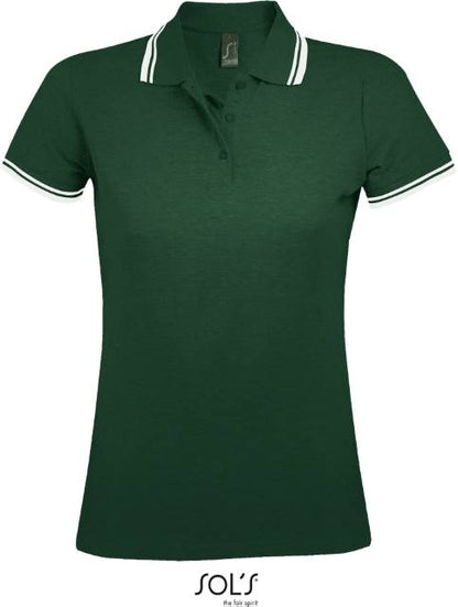 Women's polo shirt - forest green-white, Sol's