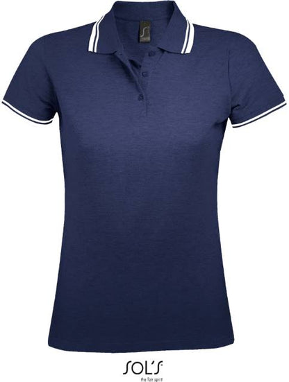 Women's polo shirt - navy blue-white, Sol's