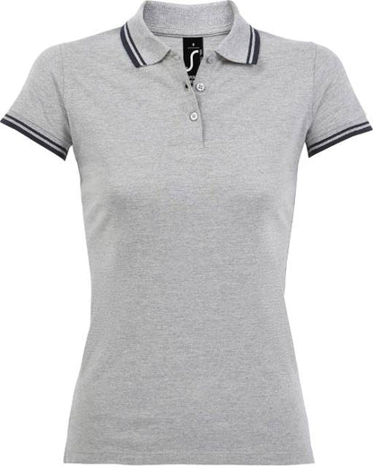 Women's polo shirt - color gray melange-dark blue, Sol's