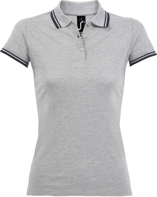 Women's polo shirt - color gray melange-dark blue, Sol's