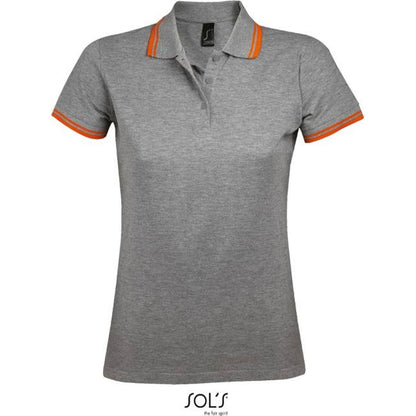 Women's polo shirt - color gray melange-orange, Sol's