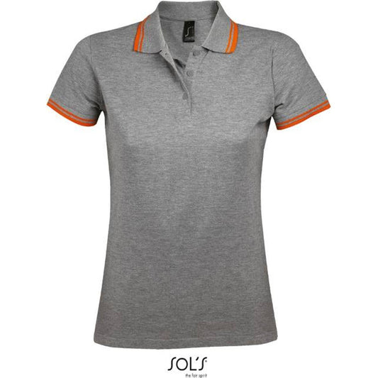 Women's polo shirt - color gray melange-orange, Sol's