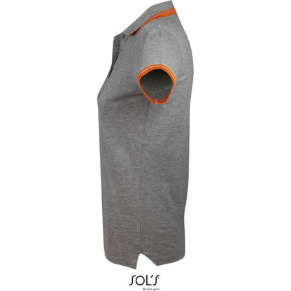 Women's polo shirt - color gray melange-orange, Sol's