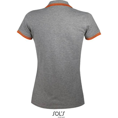 Women's polo shirt - color gray melange-orange, Sol's