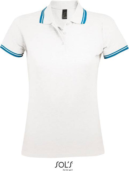 Women's polo shirt - white-navy blue, Sol's