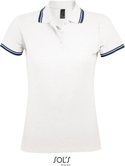 Women's polo shirt - color white-navy blue