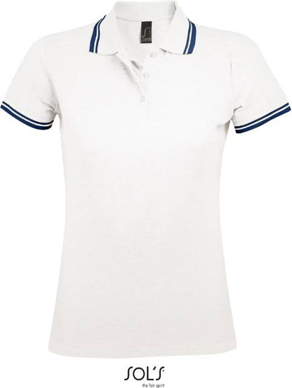 Women's polo shirt - color white-navy blue