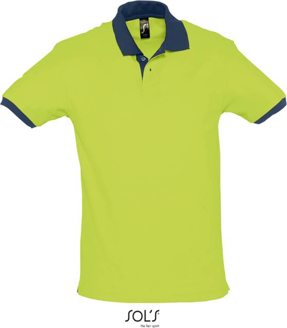 Men's two-tone polo shirt - apple green-navy blue