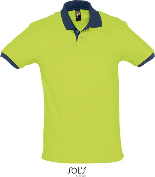 Men's two-tone polo shirt - apple green-navy blue