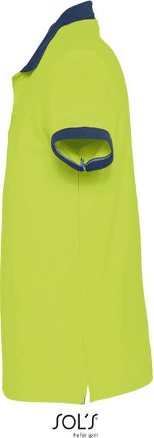 Men's two-tone polo shirt - apple green-navy blue
