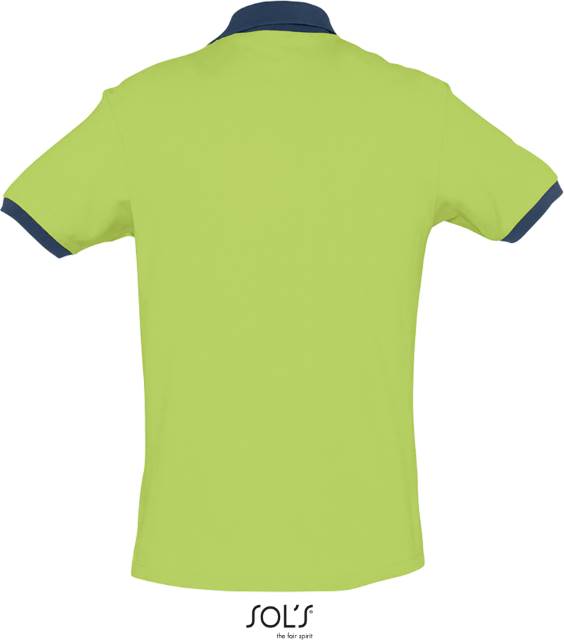 Men's two-tone polo shirt - apple green-navy blue