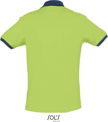 Men's two-tone polo shirt - apple green-navy blue