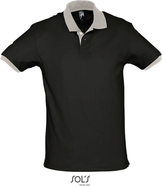 Men's two-tone polo shirt - color black-light gray