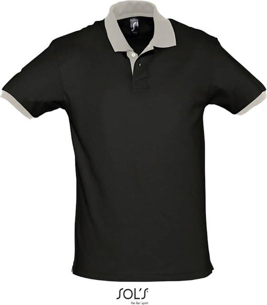 Men's two-tone polo shirt - color black-light gray